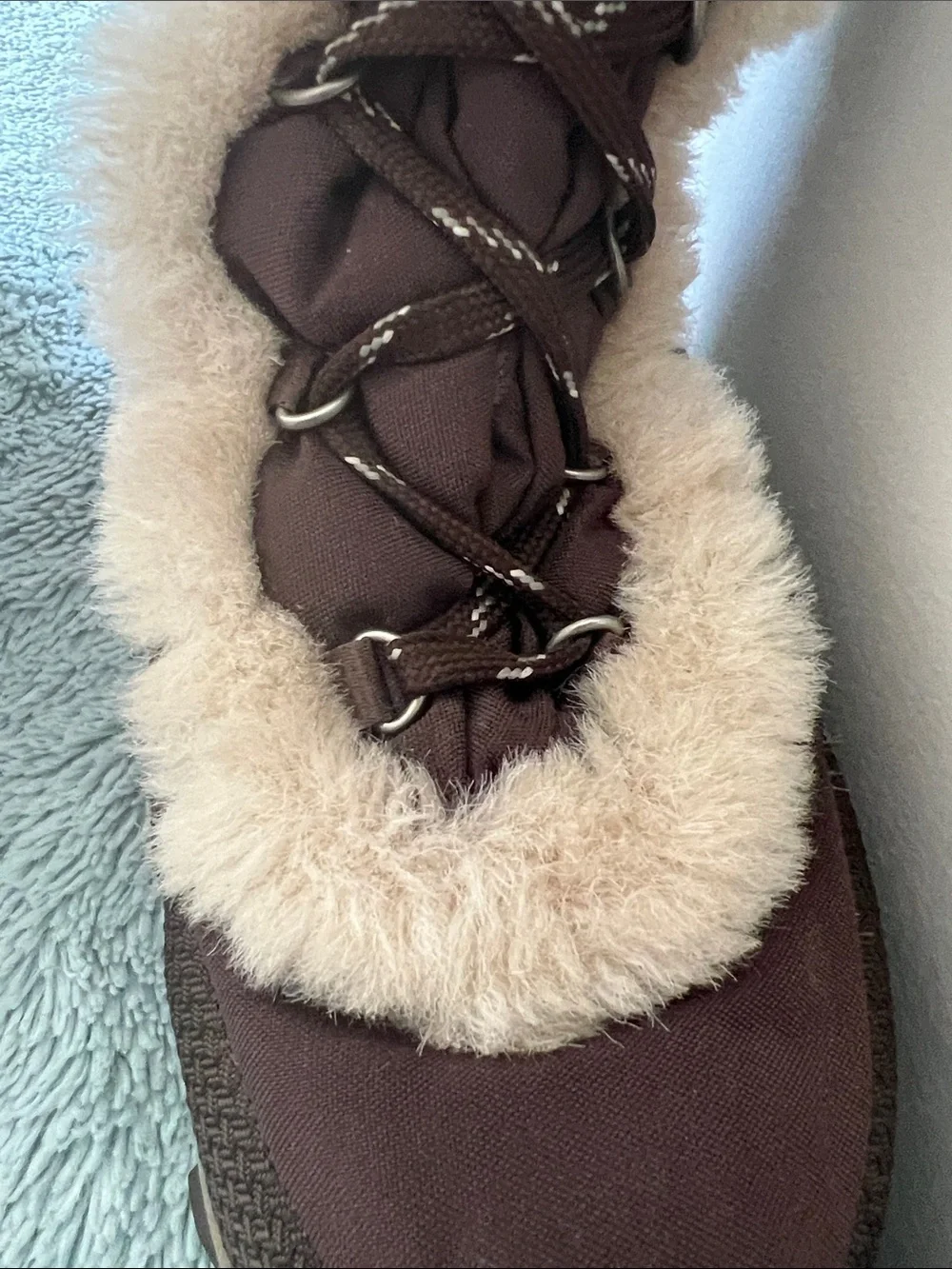 The North Face Nuptse Brown Goose Down Faux Fur Winter Boots Women's Size 9